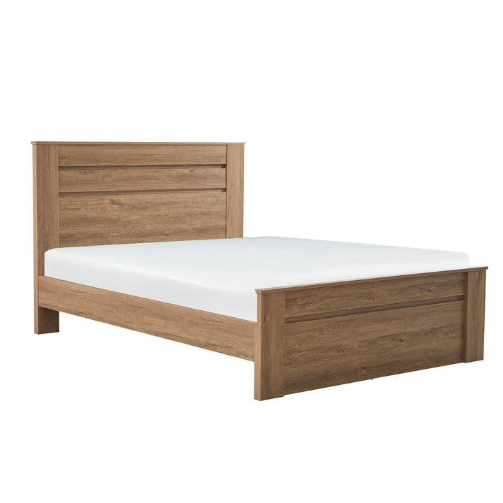 Wooden bed frame with headboard and footboard, modern home bedroom furniture