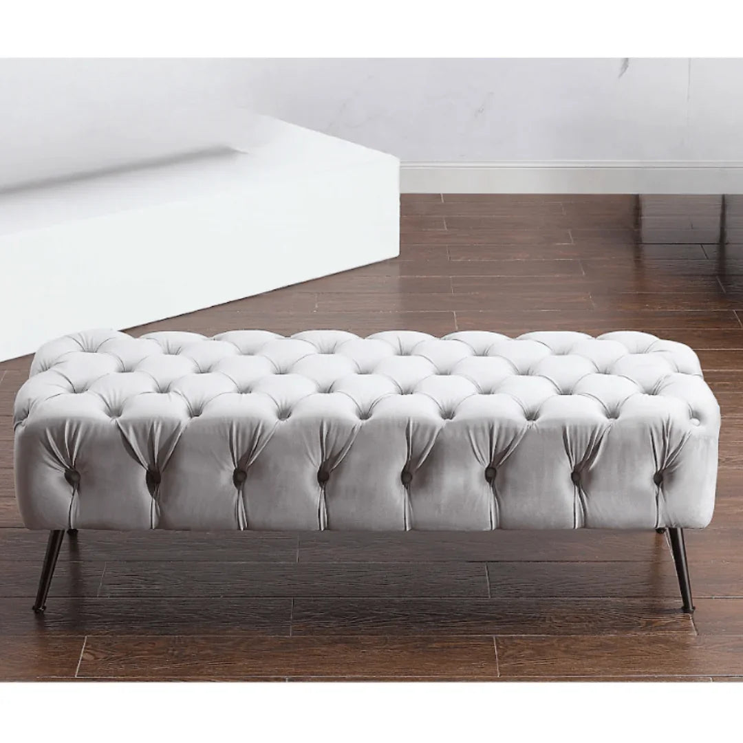 Stella Ottoman Velvet Silver - DLB Furniture