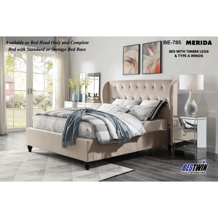 Merida King Single Velvet Bed - DLB Furniture