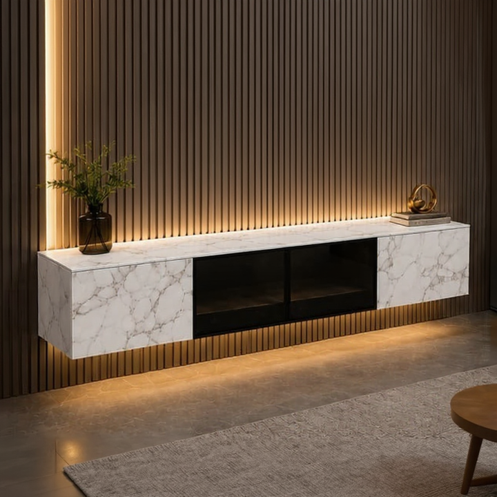 Marbella Luxe 2m Wall-Mounted TV Unit White