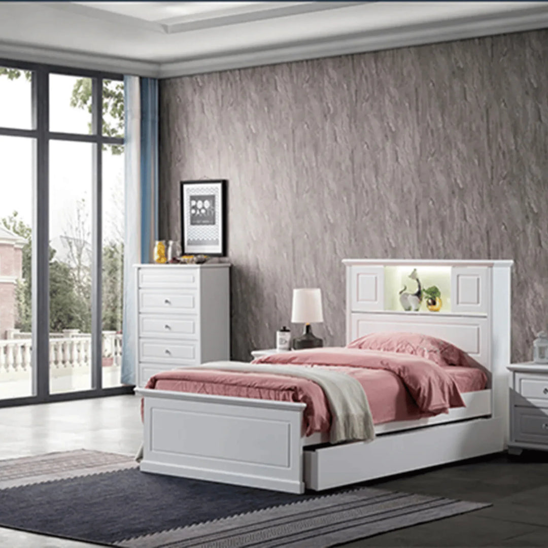 Vinci Ivory White King Single Bed Frame - DLB Furniture