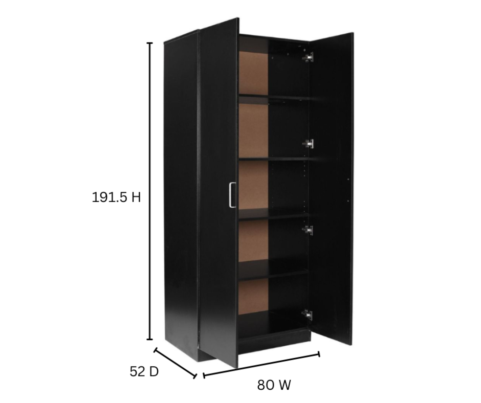 2 Door pantry Cupboard  5 shelves Black
