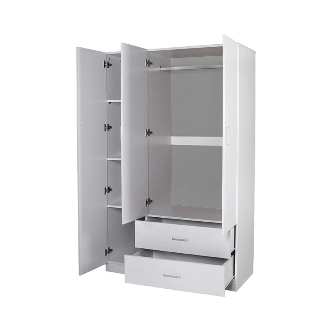 Beli 3 Door White Wardrobes with 2 drawers - DLB Furniture