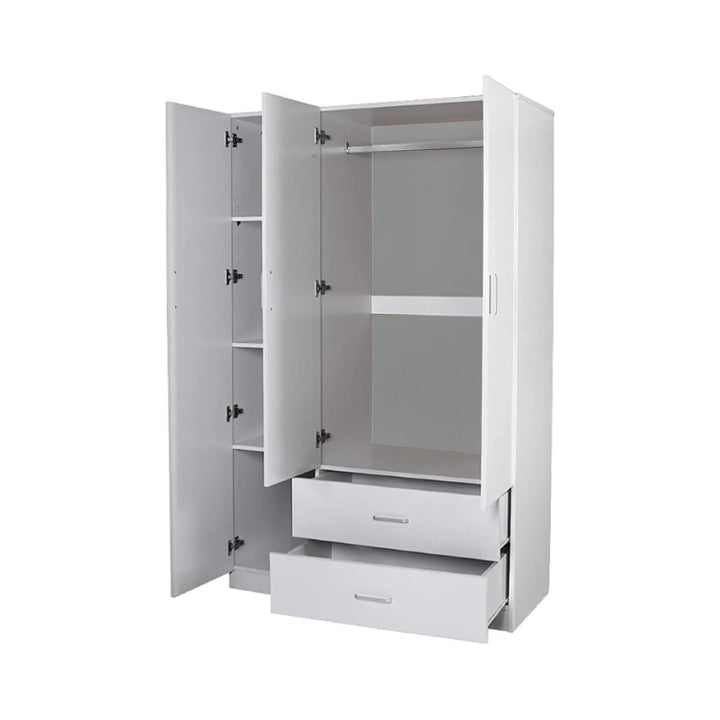 Beli 3 Door White Wardrobes with 2 drawers - DLB Furniture