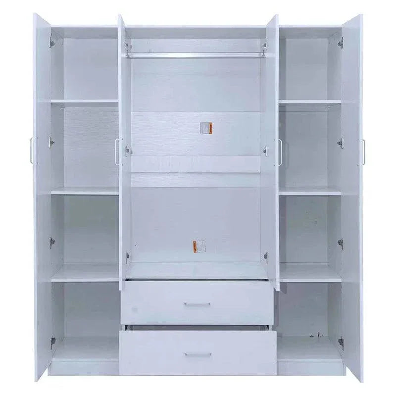 Beli 4 Door Wardrobe With Mirror and White Drawers - DLB Furniture