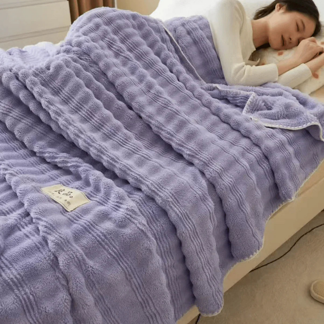 Faux Rabbit Fur Throw Blanket Purple 200 by 230 cm - DLB Furniture