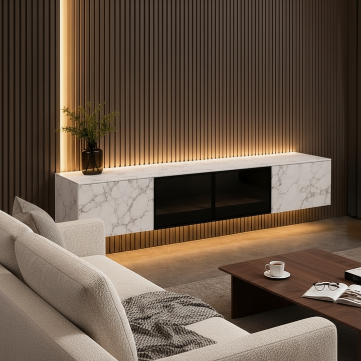 Marbella Luxe 2m Wall-Mounted TV Unit White