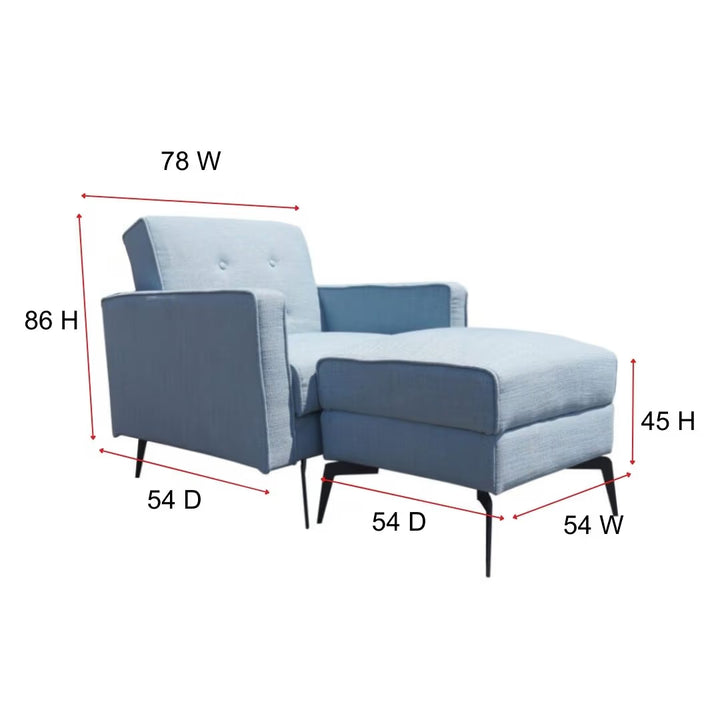 Aero Blue Convertible Chair Bed with Ottoman