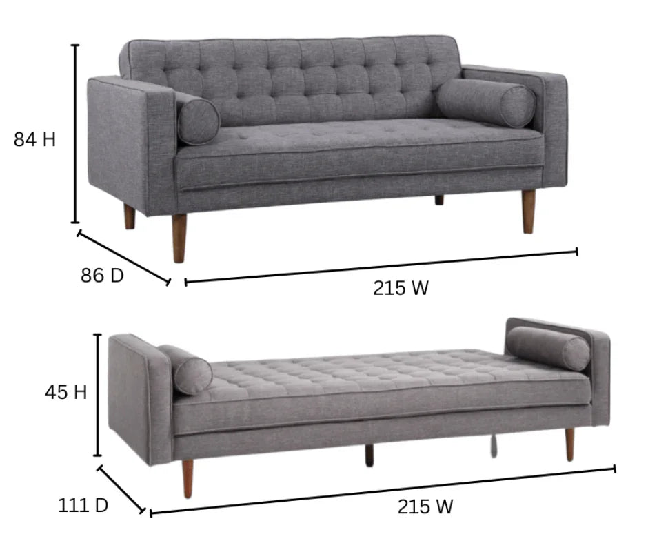 Sofia 3 Seater Sofa Bed - Dark Grey - DLB Furniture