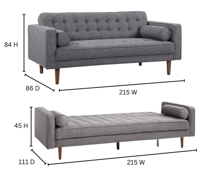 Sofia 3 Seater Sofa Bed - Dark Grey - DLB Furniture