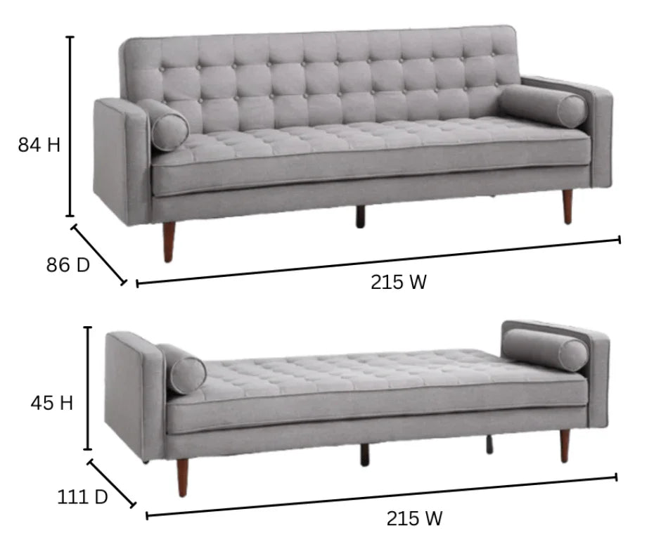 Grey Sofia 3 Seater Sofa Bed - DLB Furniture