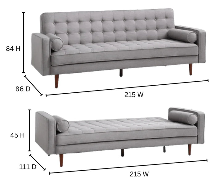 Grey Sofia 3 Seater Sofa Bed - DLB Furniture
