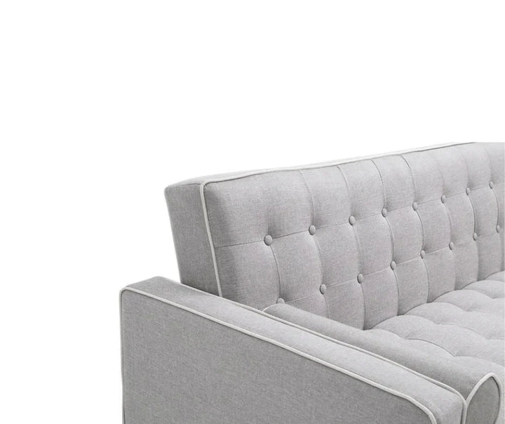 White Pipping Sofia 3 Seater Sofa Bed Grey - DLB Furniture