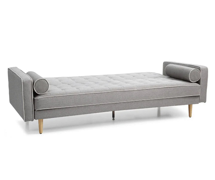 White Pipping Sofia 3 Seater Sofa Bed Grey - DLB Furniture