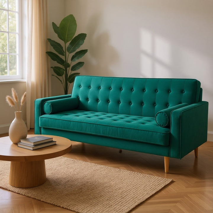 Velvet Green Sofia Sofa Bed 3 Seater