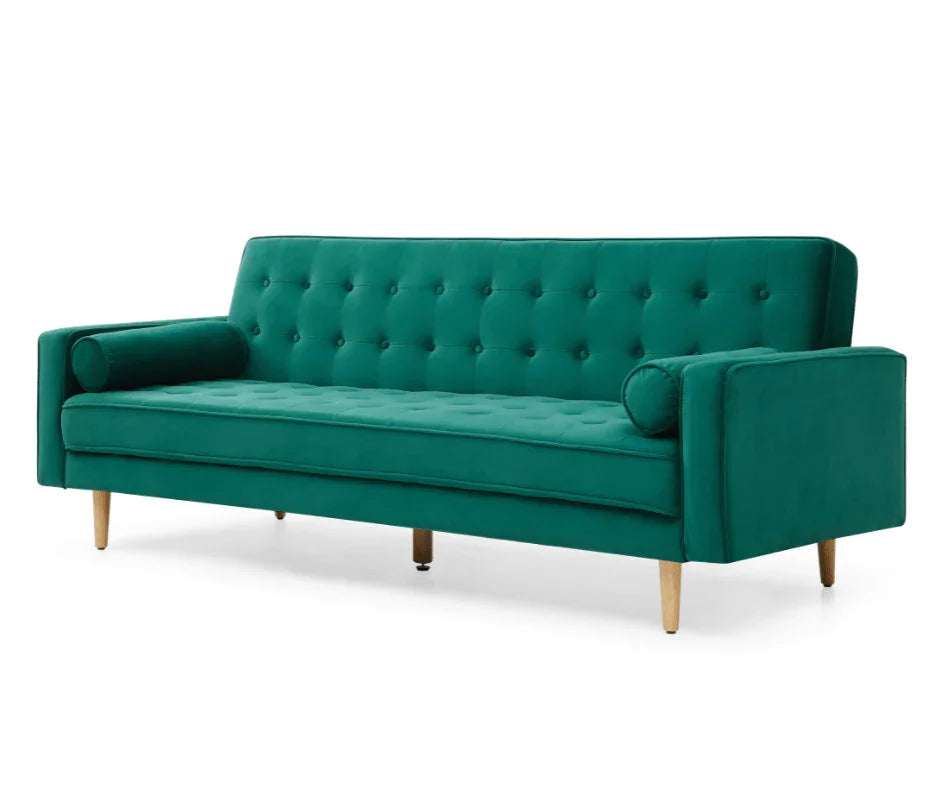 Velvet Green Sofia Sofa Bed 3 Seater - DLB Furniture