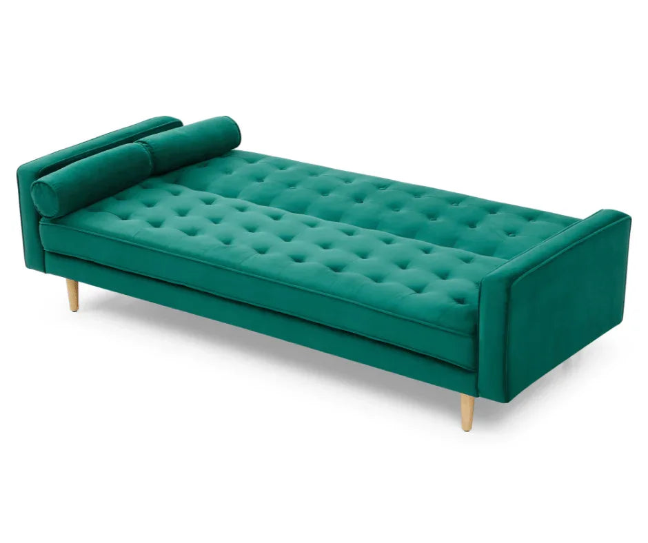 Velvet Green Sofia Sofa Bed 3 Seater - DLB Furniture