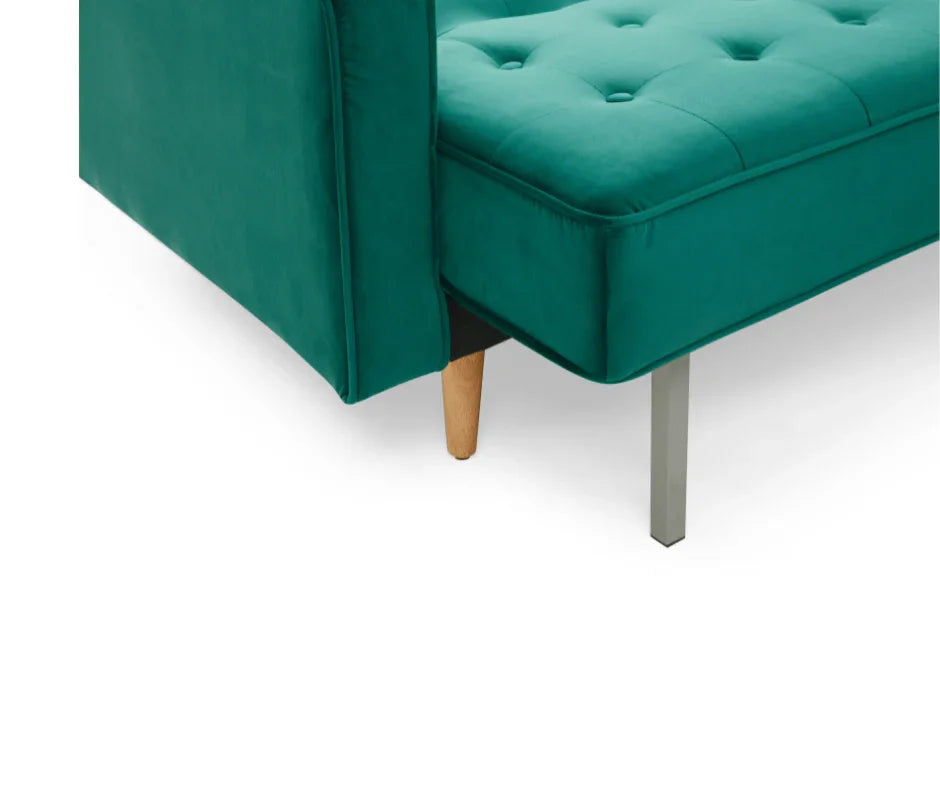 Velvet Green Sofia Sofa Bed 3 Seater - DLB Furniture