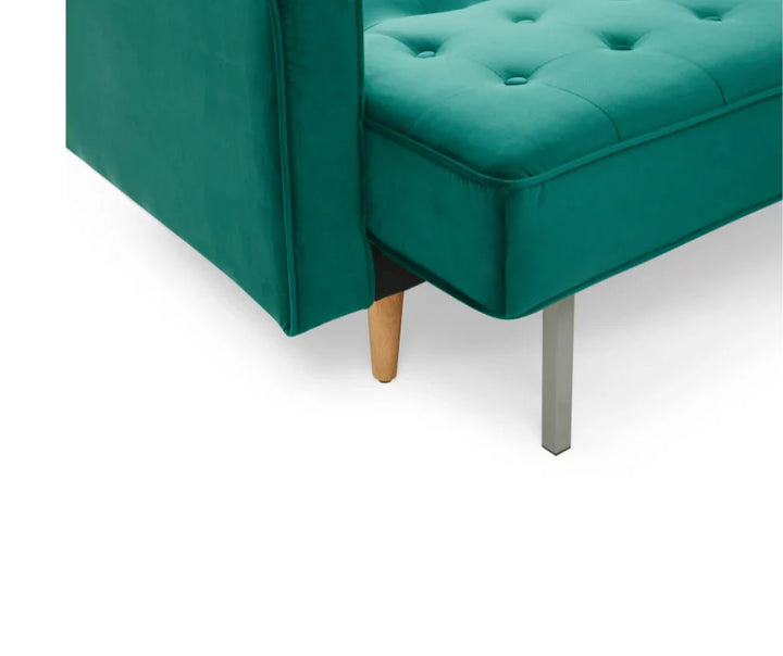 Velvet Green Sofia Sofa Bed 3 Seater - DLB Furniture