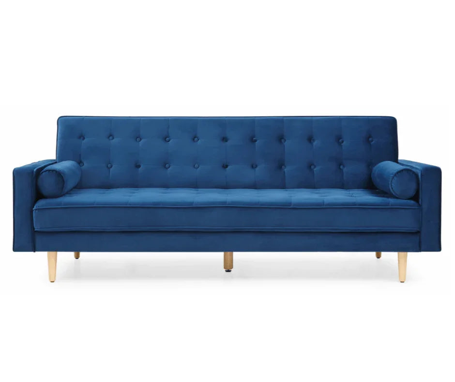 Velvet Blue Sofia Sofa Bed 3 Seater - DLB Furniture