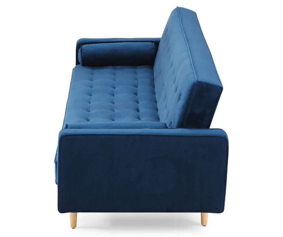 Velvet Blue Sofia Sofa Bed 3 Seater - DLB Furniture
