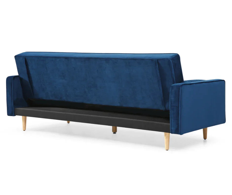 Velvet Blue Sofia Sofa Bed 3 Seater - DLB Furniture