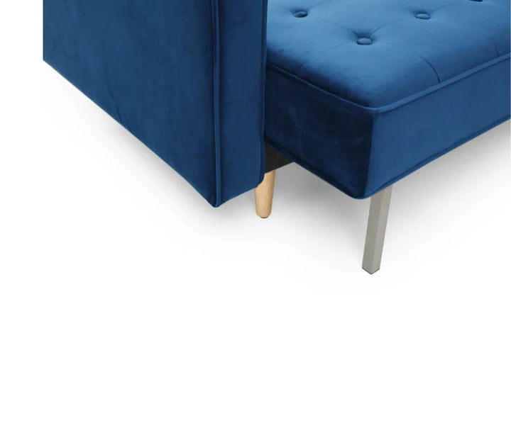 Velvet Blue Sofia Sofa Bed 3 Seater - DLB Furniture