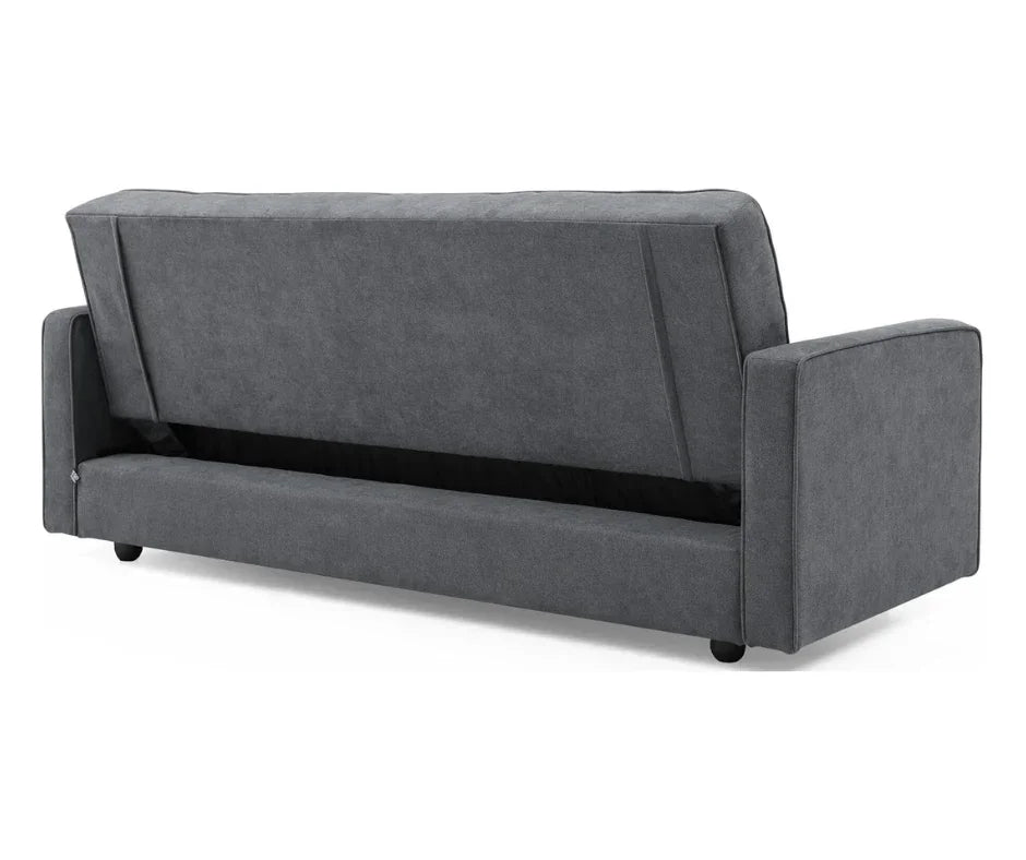Junny 3 Seater Sofa Bed with Extra Middle Storage - Dark Grey - DLB Furniture