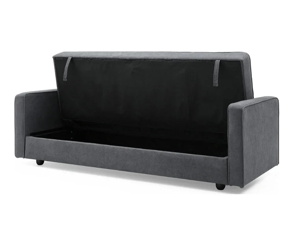 Junny 3 Seater Sofa Bed with Extra Middle Storage - Dark Grey - DLB Furniture