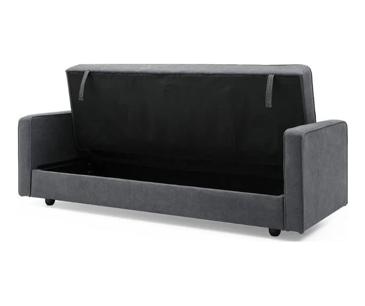 Junny 3 Seater Sofa Bed with Extra Middle Storage - Dark Grey - DLB Furniture