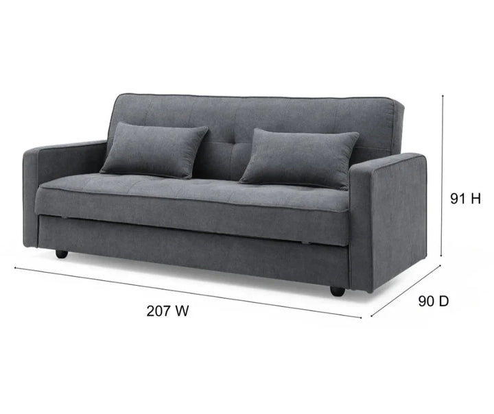 Junny 3 Seater Sofa Bed with Extra Middle Storage - Dark Grey - DLB Furniture