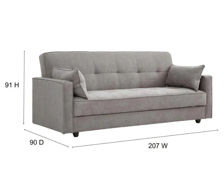 Junny 3-Seater Sofa Bed with Middle Storage – Grey - DLB Furniture