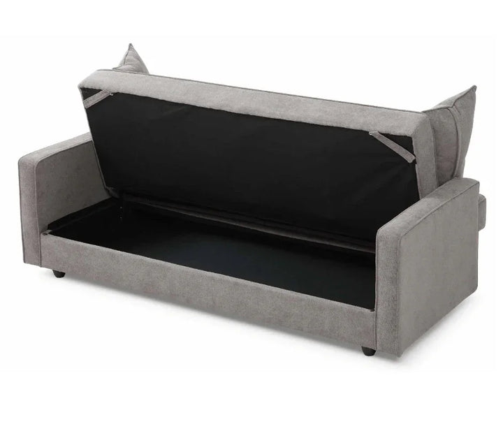Junny 3-Seater Sofa Bed with Middle Storage – Grey - DLB Furniture