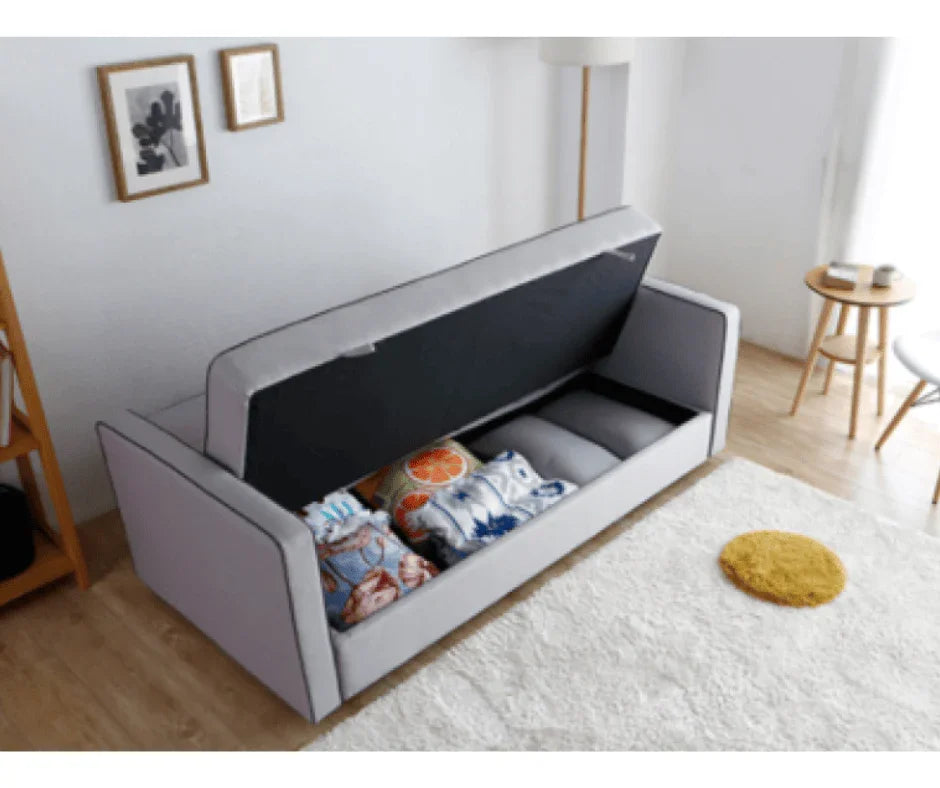 Junny 3-Seater Sofa Bed with Middle Storage – Grey - DLB Furniture