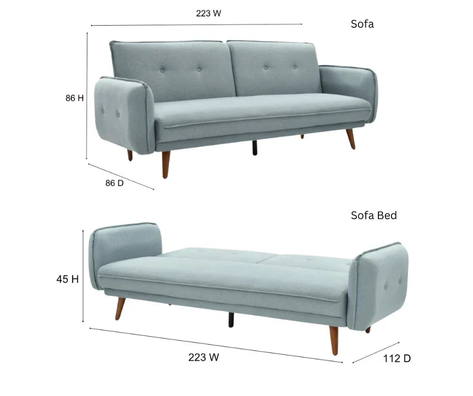 Sarah Sofa Bed SP111-2 - BL838 Light Blue - DLB Furniture