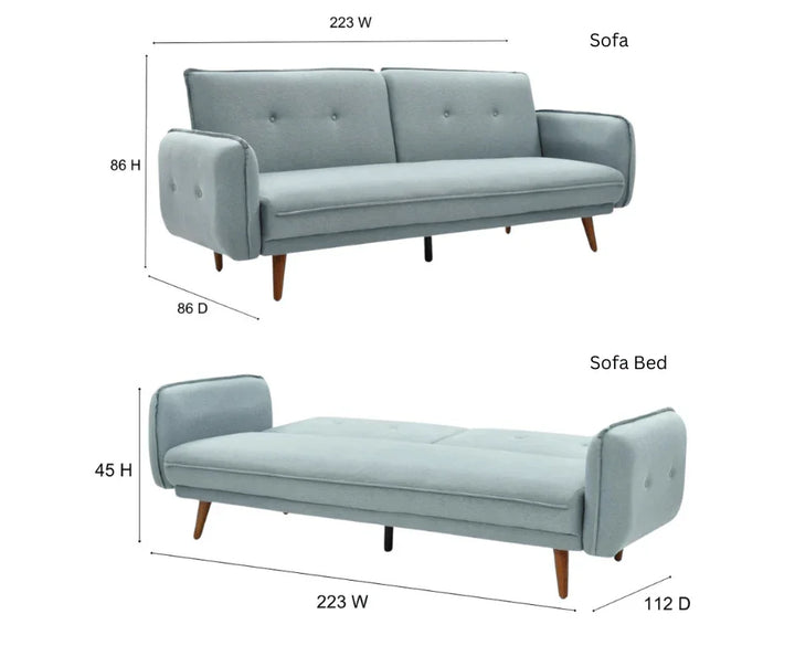 Sarah Sofa Bed SP111-2 - BL838 Light Blue - DLB Furniture