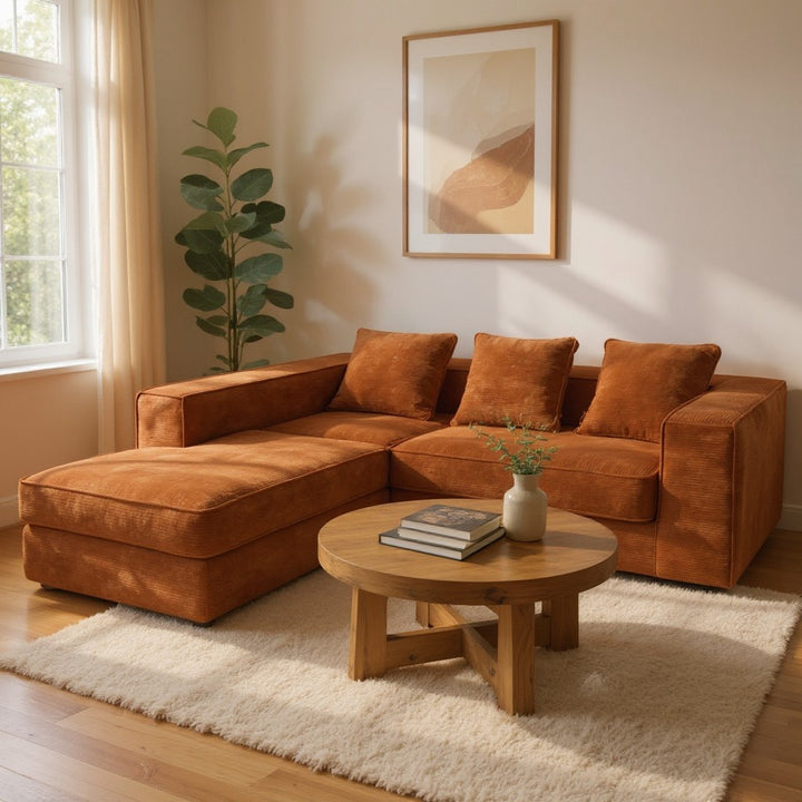 Akemi L Shape Sofa - Burnt Orange
