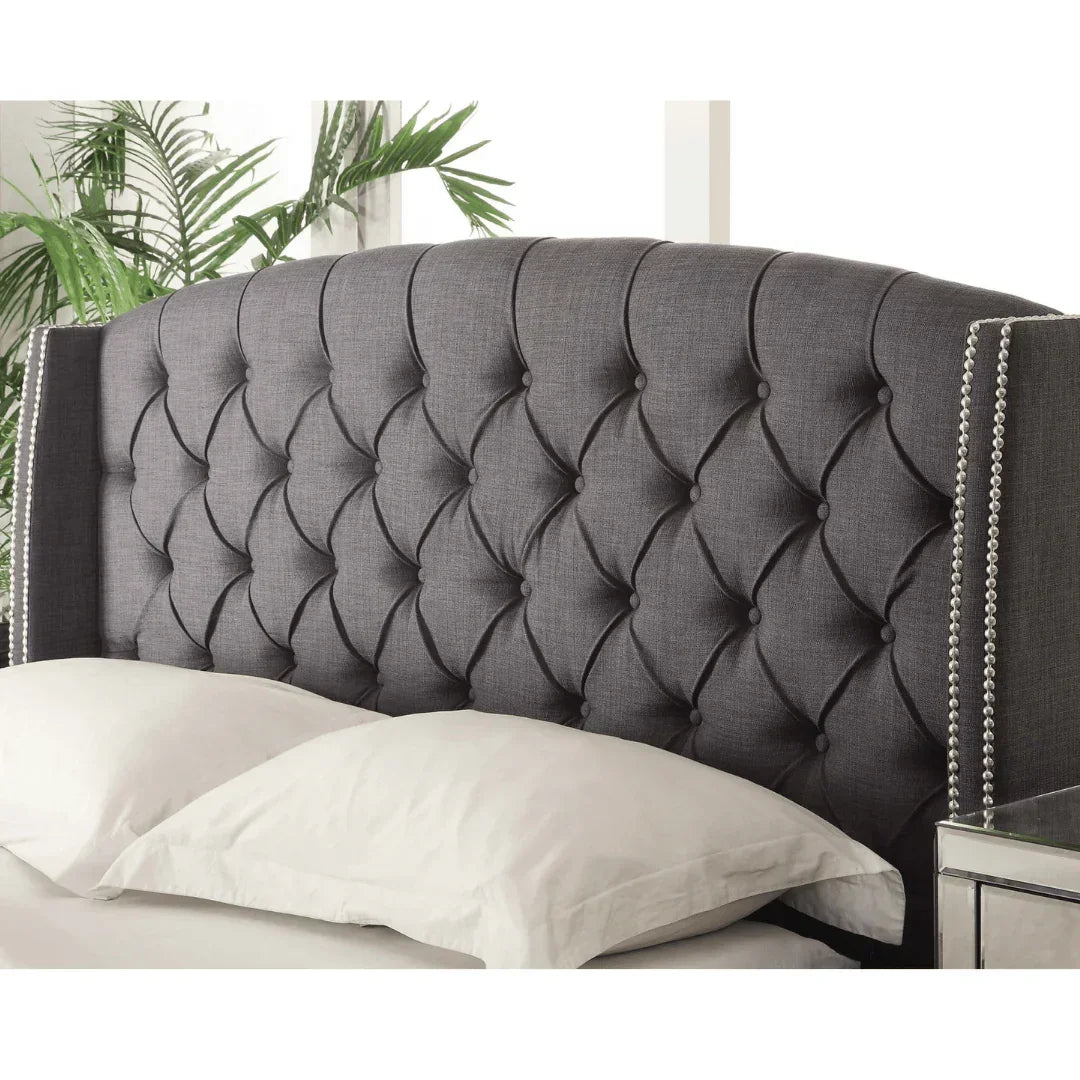 Summit Fabric King Bed Frame With Wings Charcoal - DLB Furniture