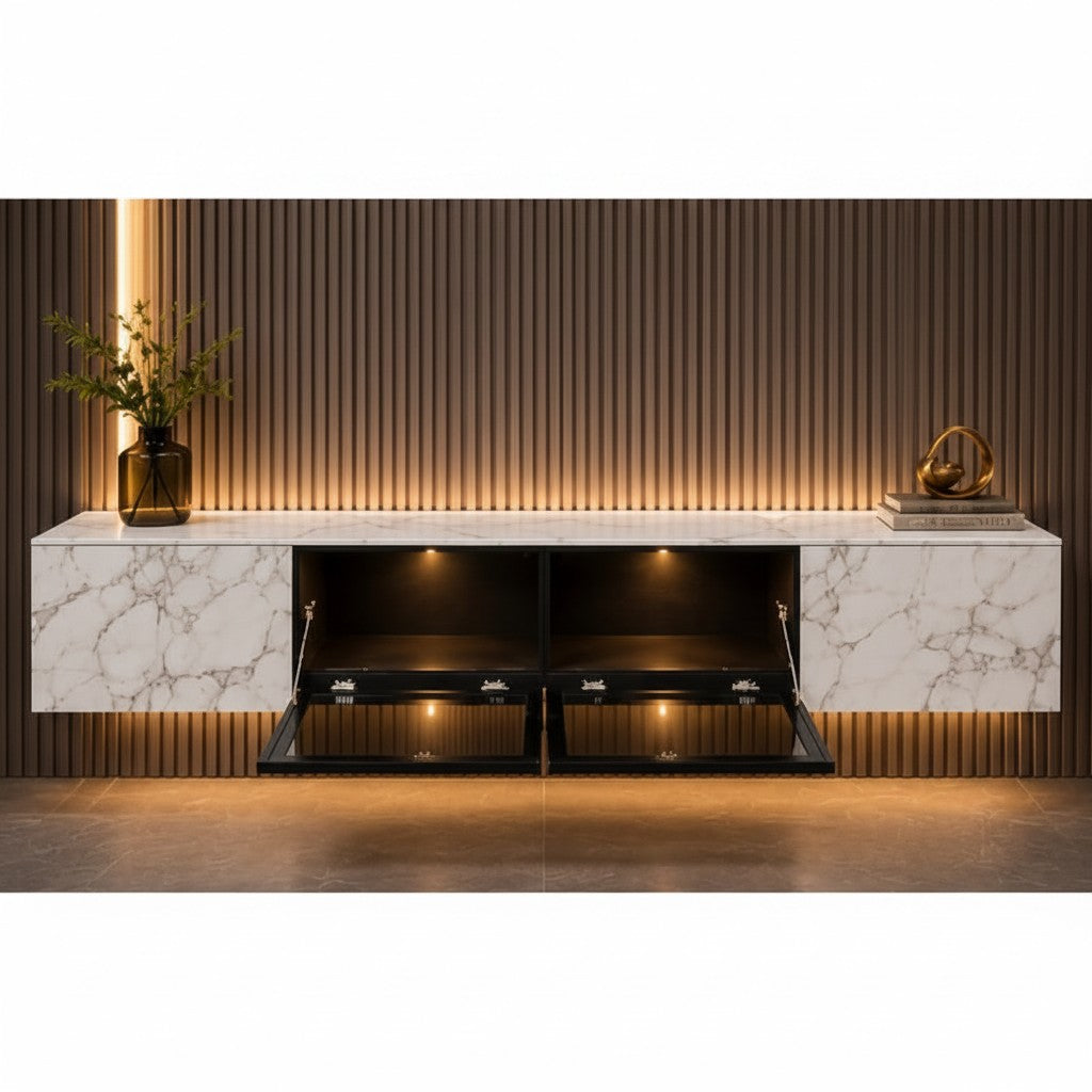 Marbella Luxe 2m Wall-Mounted TV Unit White