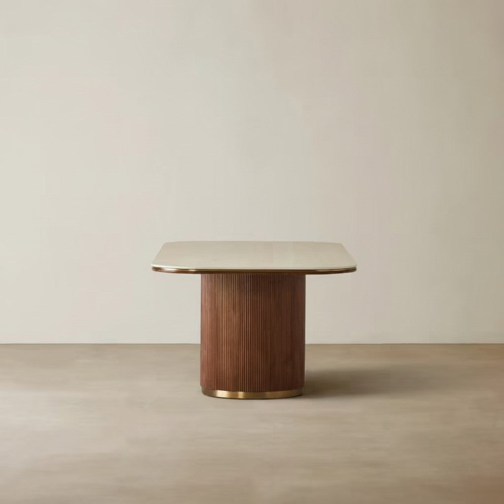 Arcadia Luxury dining table with base storage Brown