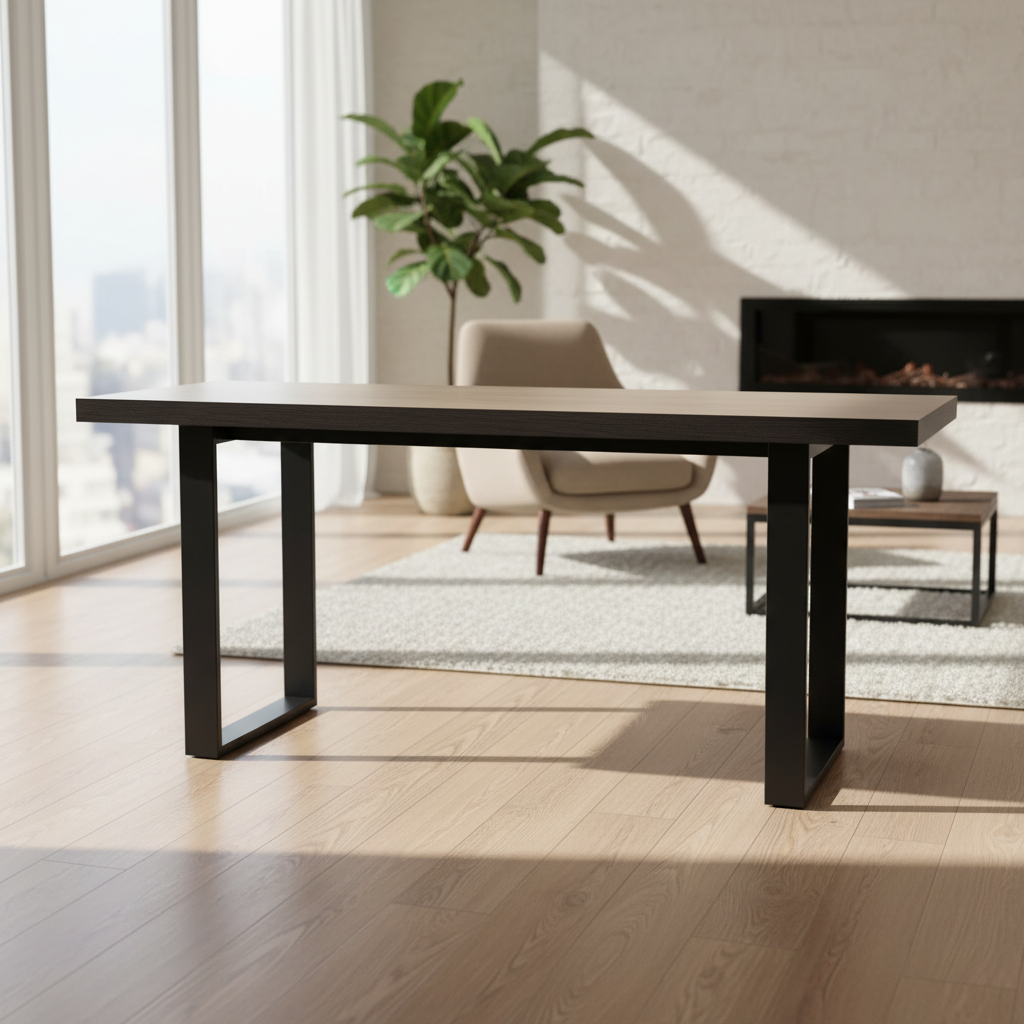 Sierra 1800 Modern Dining Table – Natural Oak & Black