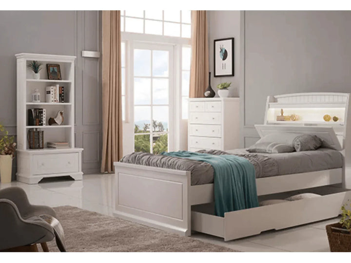 Alice Storage White King Single Bed Frame - DLB Furniture