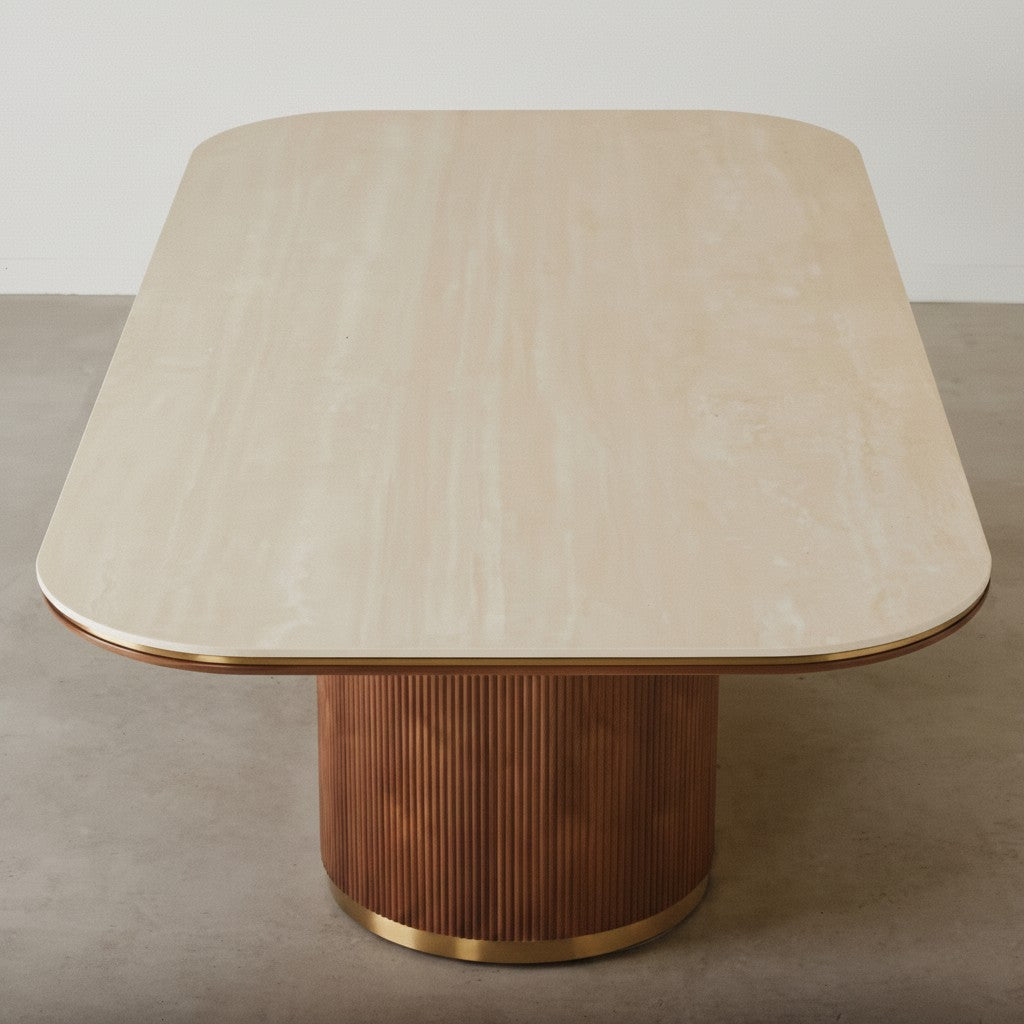 Arcadia Luxury dining table with base storage Brown