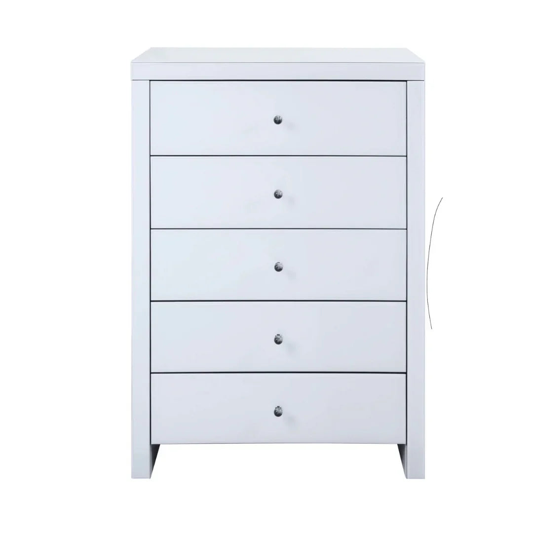 Monaco White Glass Tall Boy - DLB Furniture