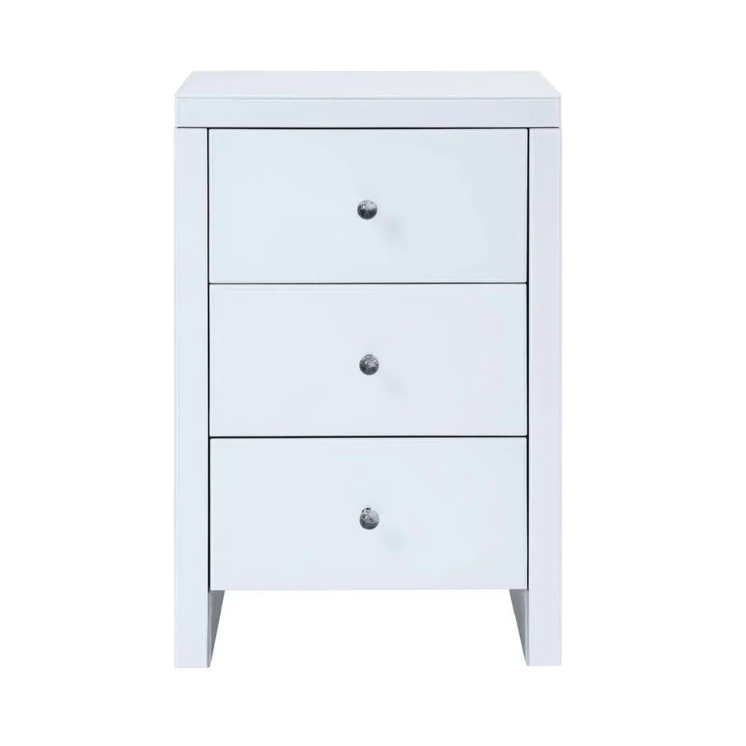 White Glass Bed Side - DLB Furniture