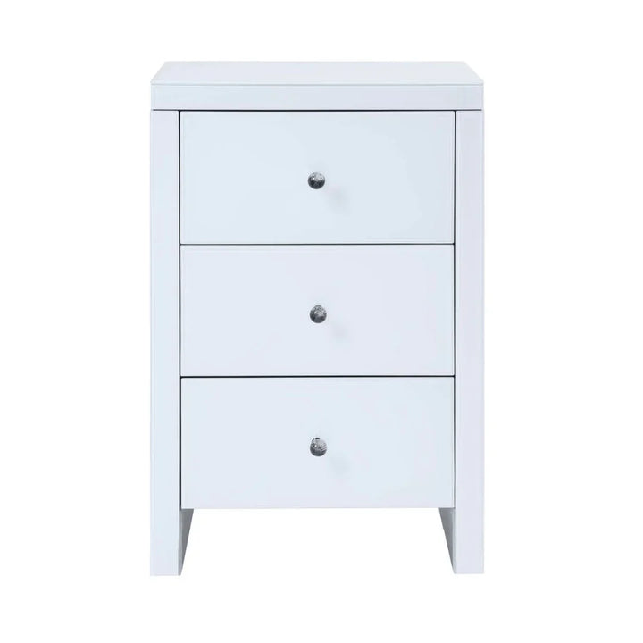 White Glass Bed Side - DLB Furniture
