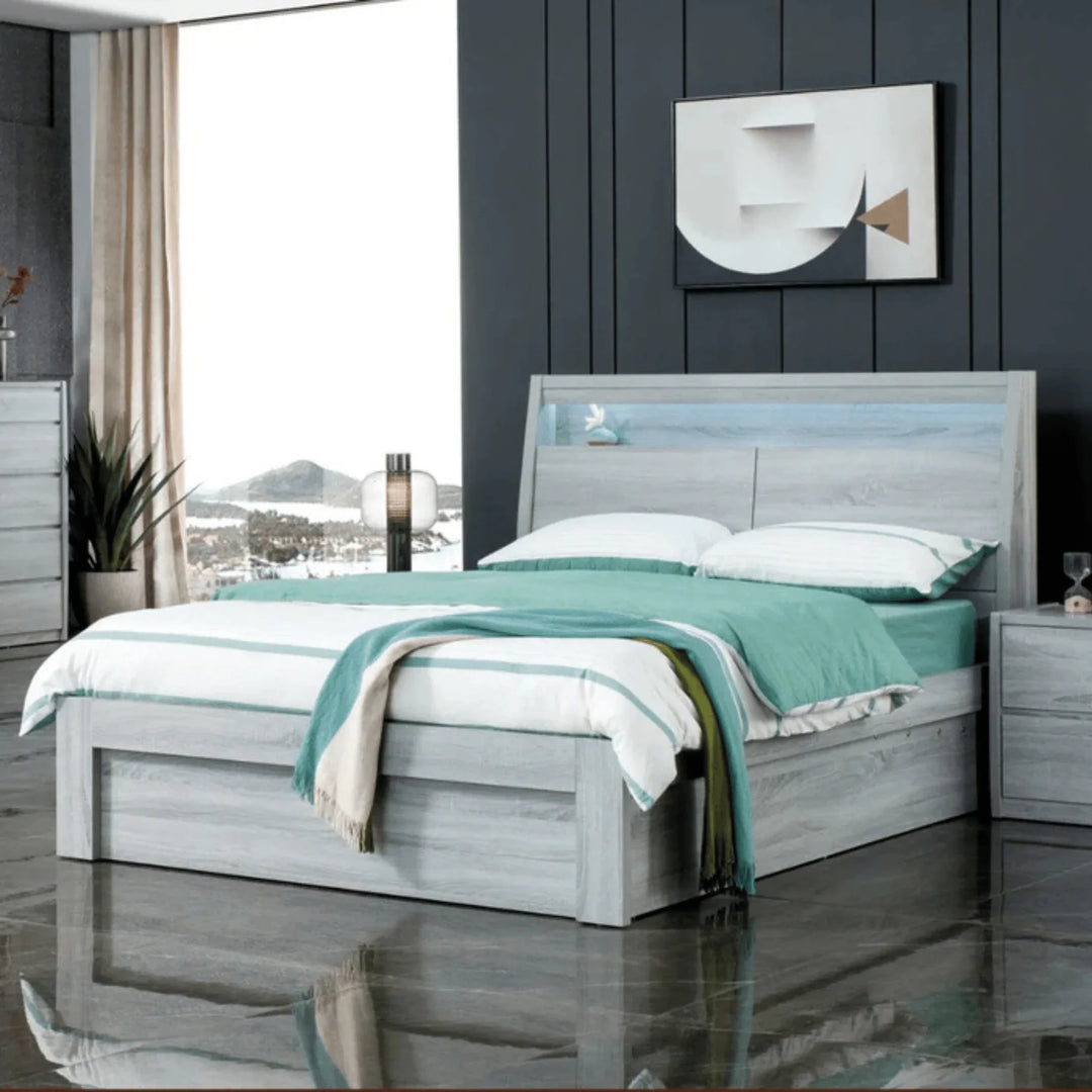 Edgecliff Cement Grey Double Bed Frame - DLB Furniture