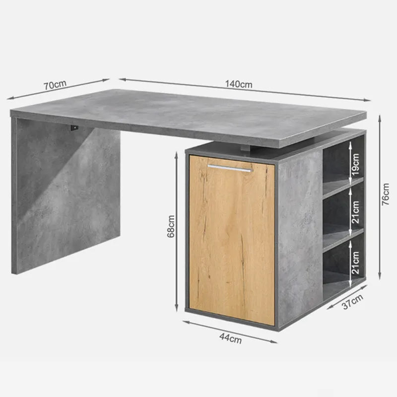 Modern concrete desk with wood cabinet, ideal for home office or study space