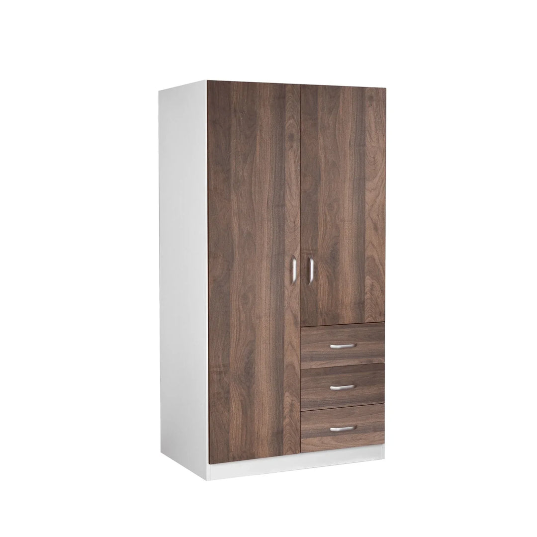 Buy Beli 2 Tone White & Walnut 2 door 3 drawer wardrobe - DLB Furniture