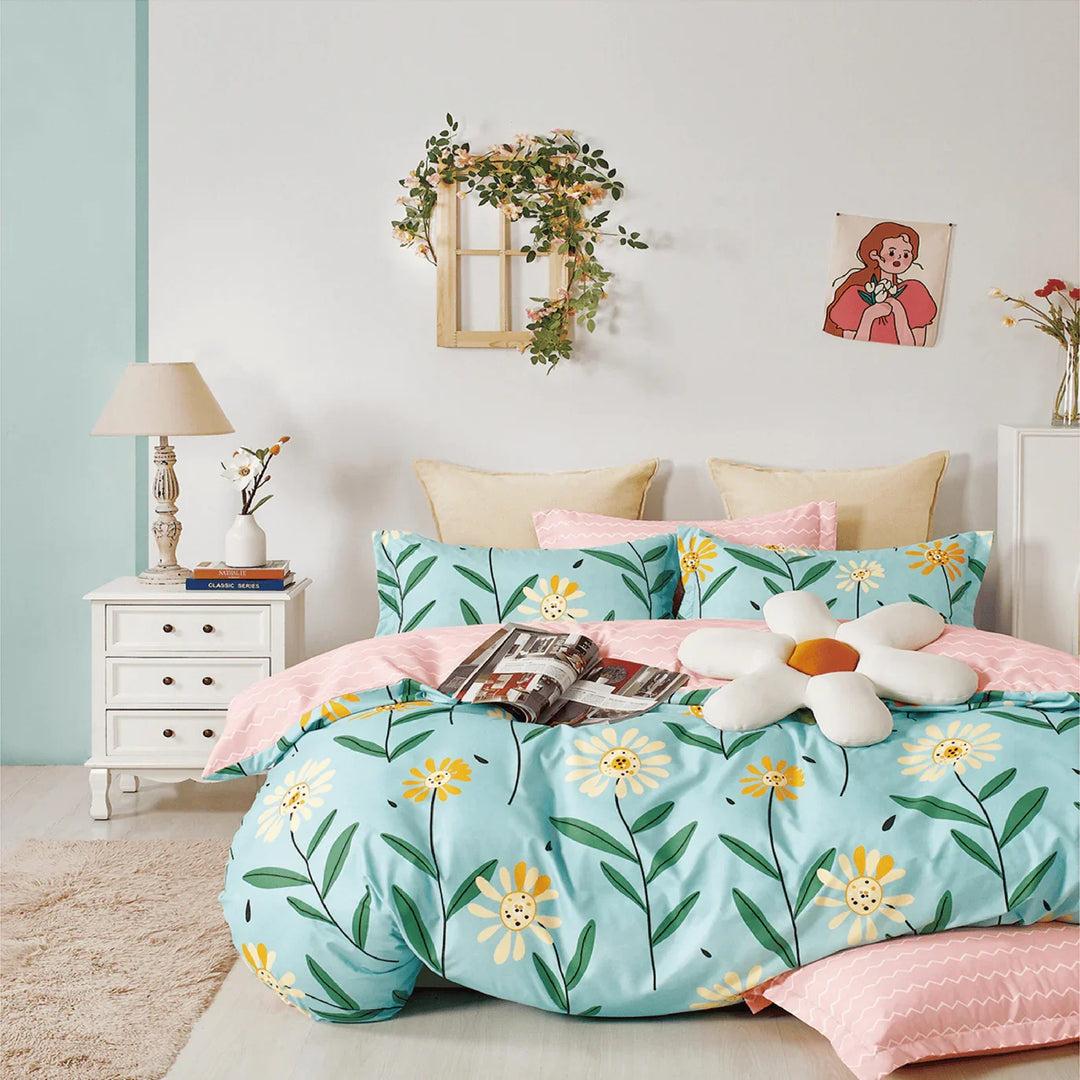Botanist 5 Piece Bedding Set Microfiber 120 gsm- Double Sunflower Floral - DLB Furniture